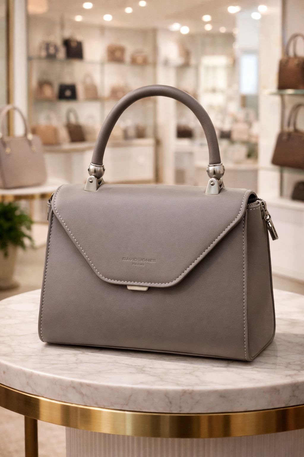 David Jones Mini Flap Top Handle Grey Bag