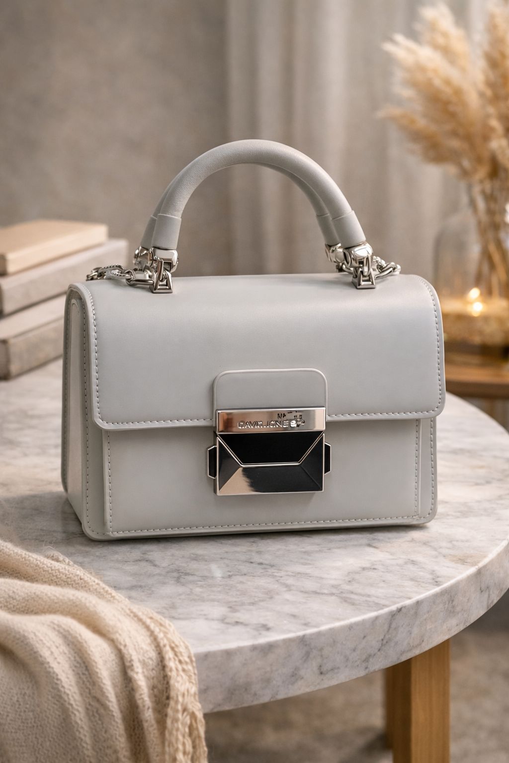 David Jones Structured Flap Bag Cream