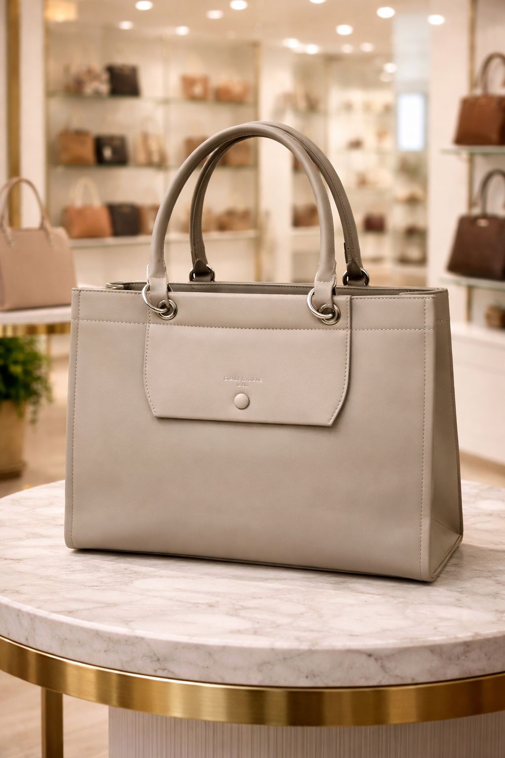 David Jones Top Handle Tote Cream Beige