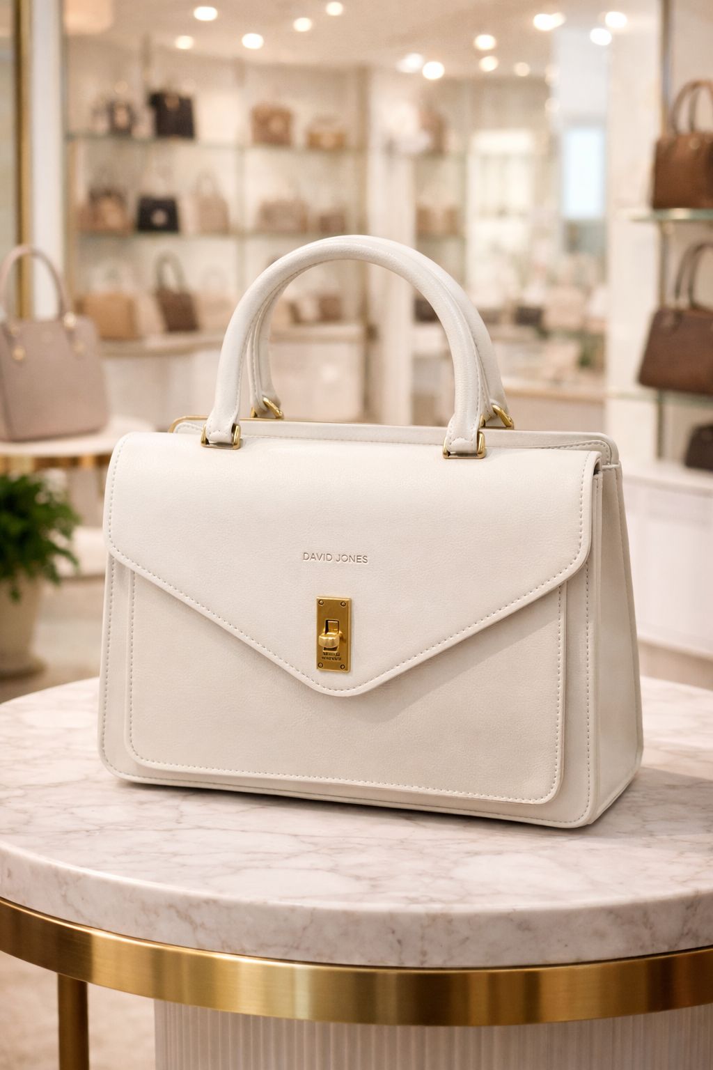 David Jones Mini Flap Top Handle Cream